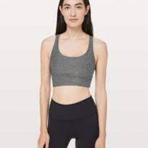 LULULEMON 6 Energy long lined sports bra heathered black gray